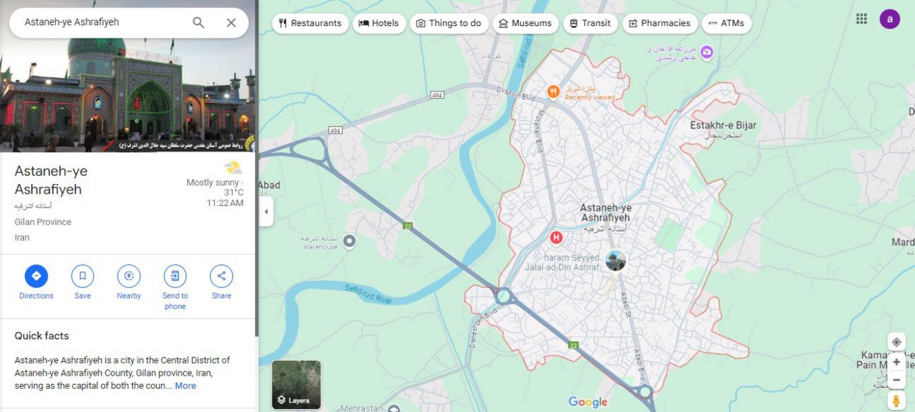 آستانه اشرفیه در نقشه