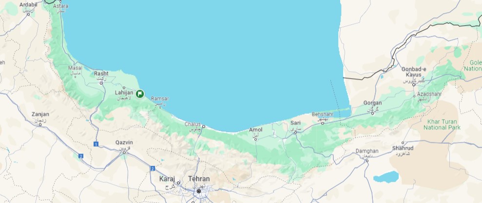 نقشه شهرهای شمال ایران